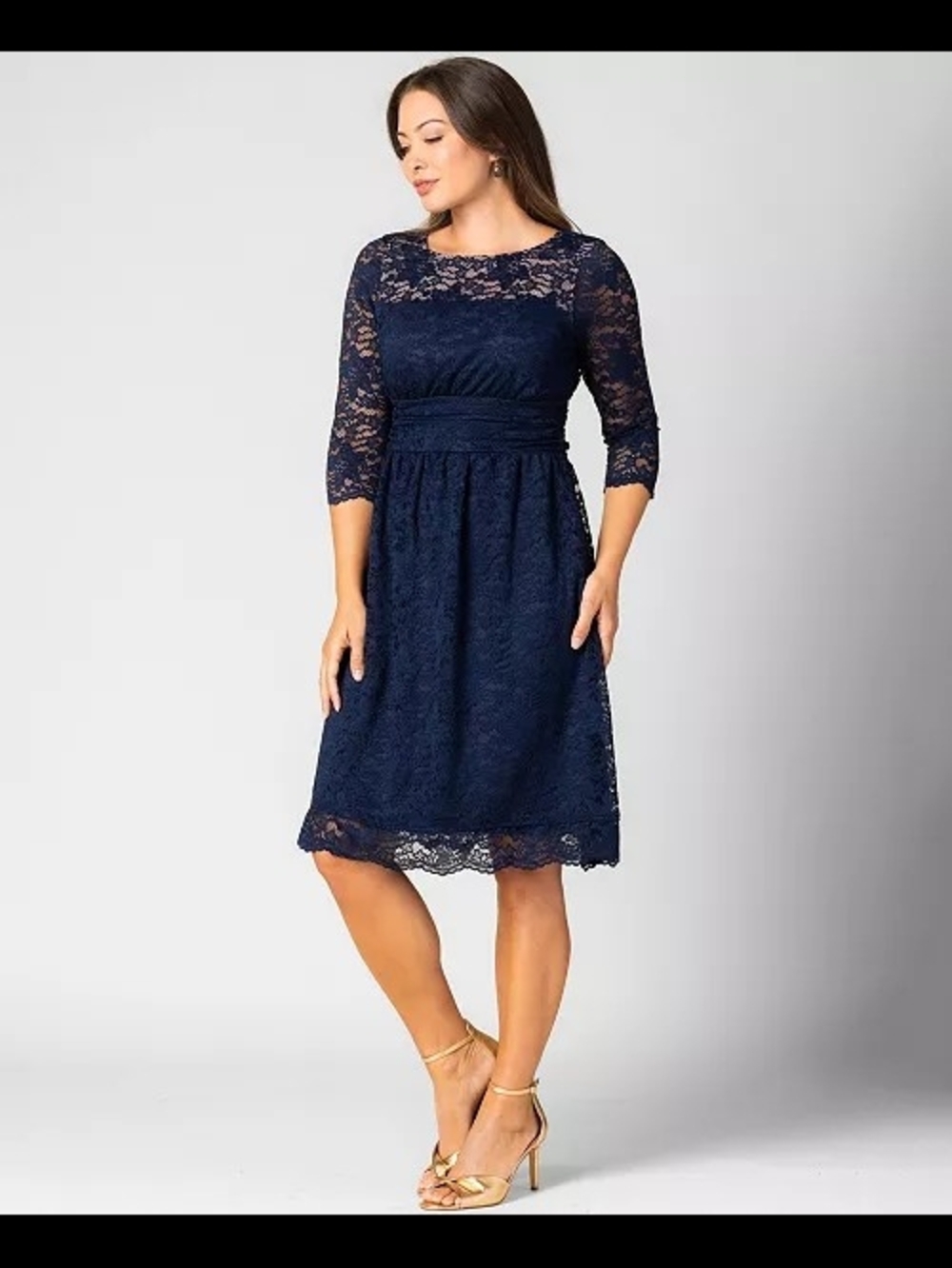 Kiyonna Navy Blue Lace Cocktail Dress Boat Neckline NWT Size 0X